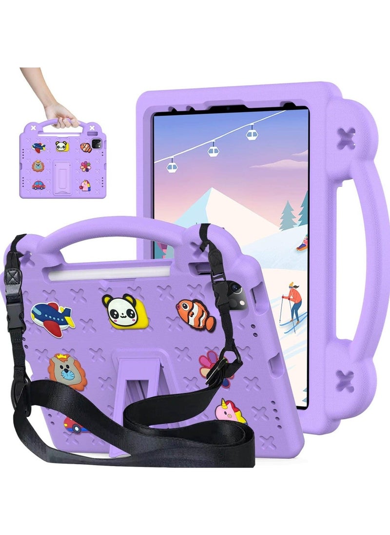 Shockproof Case Compatible with iPad 10th Generation,10.9 Inch 2022 Model, DIY Kids Cover with Pencil Holder/Handle/Stand/Shoulder Strap/Screen Protector,Light Purple - Image 1